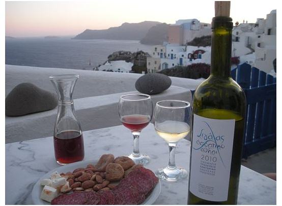 Santorini table with a view