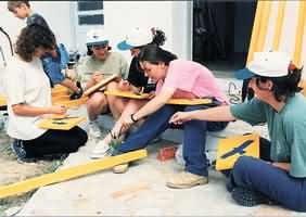 WWF volunteers constructing path signs for a path in Lefkimi, Evros, Greece