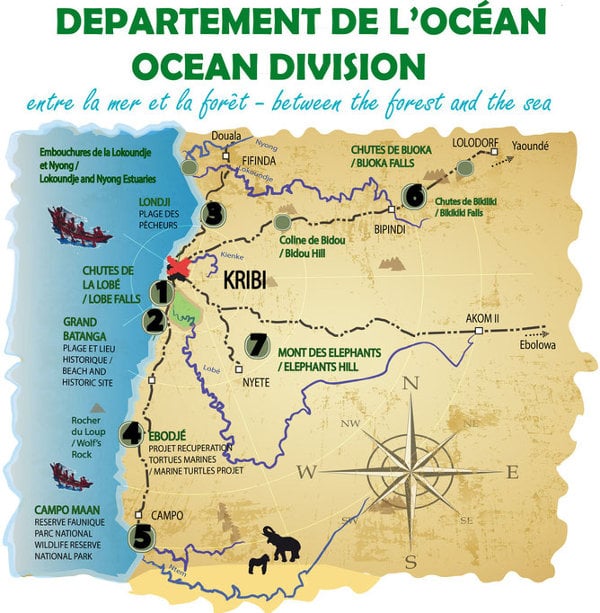 Map of Kribi, Cameroon