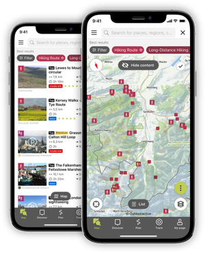 Hiking List of Routes & Search Map