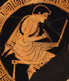 Ancient Greek Writing Tablet, Red figure Kylix by Eucharides, 480 BCE (U. of Pennsylvania Museum)