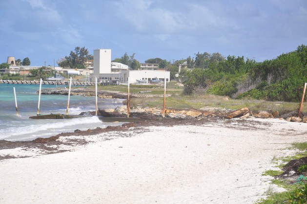 A section of Jabberwock beach, located on the northeastern coast of Antigua, that is being eroded by the sea. Credit: Desmond Brown/IPS