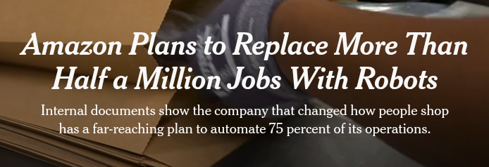 One of the largest companies may be going robotic. Is this a sign of the times and what are the implications for employment worldwide? Is it time to seriously considered a guaranteed wage for everyone before it gets nasty? https://www.nytimes.com/2025/10/21/technology/inside-amazons-plans-to-replace-workers-with-robots.html?unlocked_article_code=1.vk8.lZwF.xNlKlQLrvoK7&smid=url-share